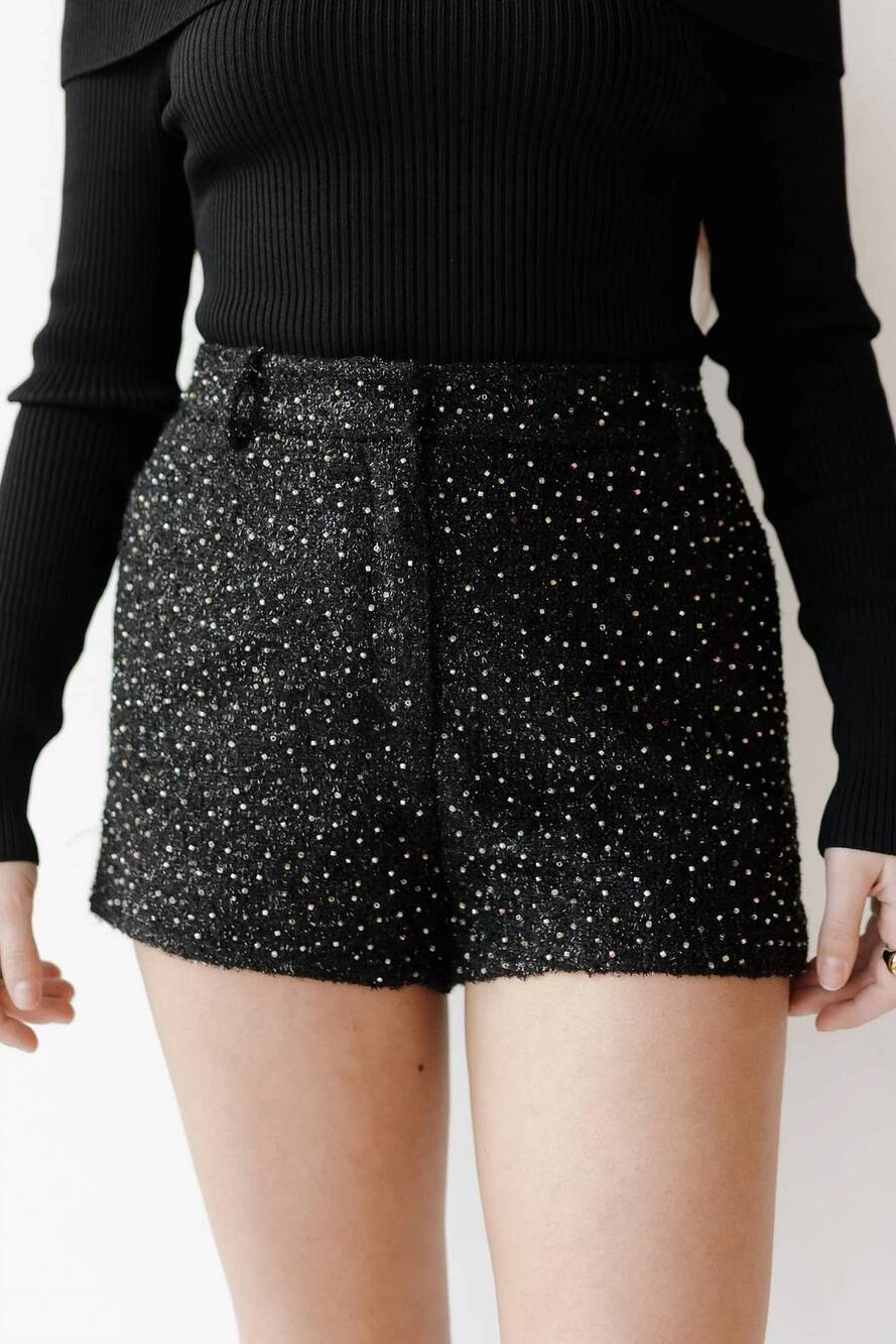 NEW ASTR wynn sequins shorts in black